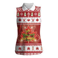 Merry Christmas Canada Women Sleeveless Polo Shirt Festive Maple Leaf Xmas - Wonder Print Shop
