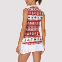 Merry Christmas Canada Women Sleeveless Polo Shirt Festive Maple Leaf Xmas - Wonder Print Shop