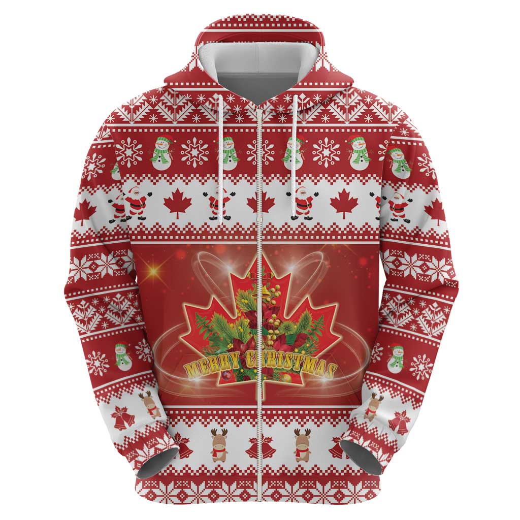 Merry Christmas Canada Zip Hoodie Festive Maple Leaf Xmas - Wonder Print Shop