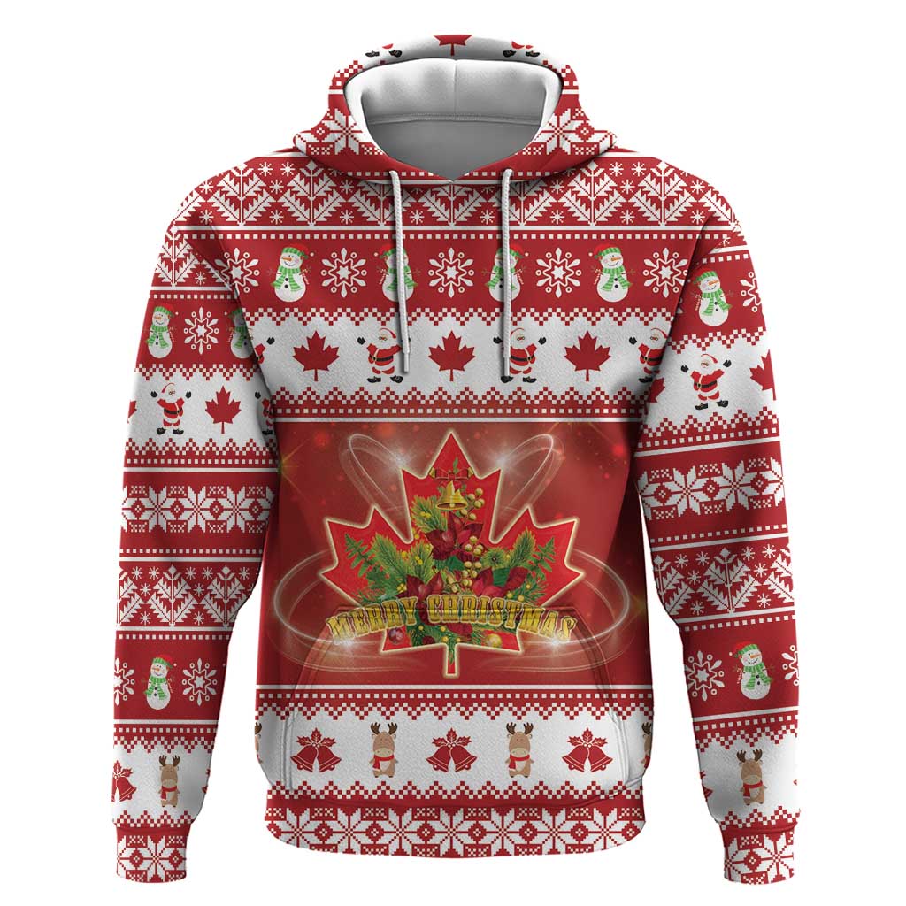 Merry Christmas Canada Zip Hoodie Festive Maple Leaf Xmas - Wonder Print Shop