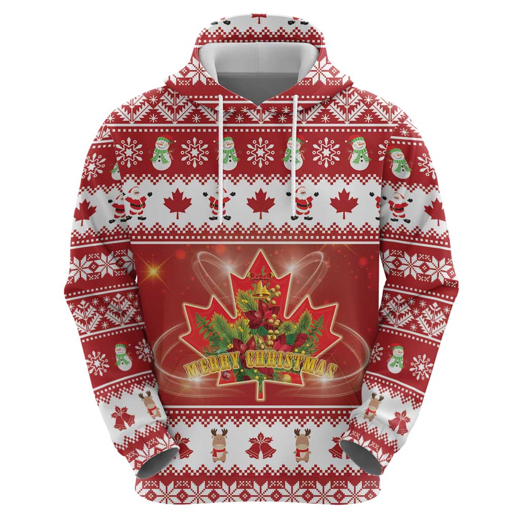 Merry Christmas Canada Zip Hoodie Festive Maple Leaf Xmas - Wonder Print Shop