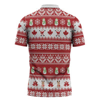 Merry Christmas Canada Zipper Polo Shirt Festive Maple Leaf Xmas - Wonder Print Shop