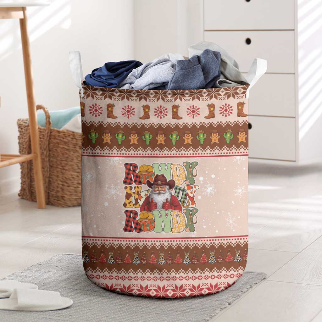 Howdy Christmas Laundry Basket Cowboy Santa Western Xmas - Wonder Print Shop