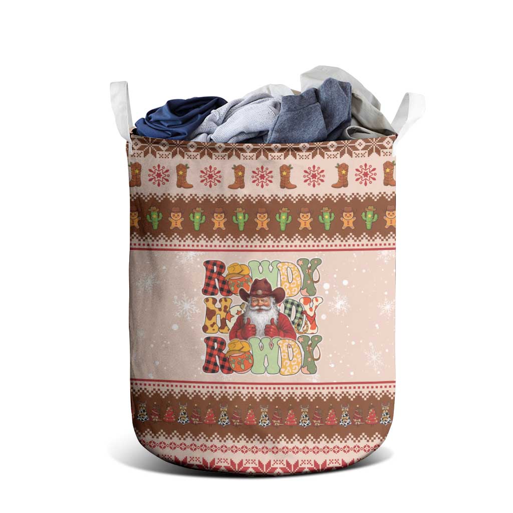 Howdy Christmas Laundry Basket Cowboy Santa Western Xmas - Wonder Print Shop
