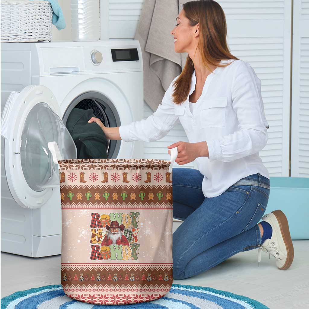 Howdy Christmas Laundry Basket Cowboy Santa Western Xmas - Wonder Print Shop