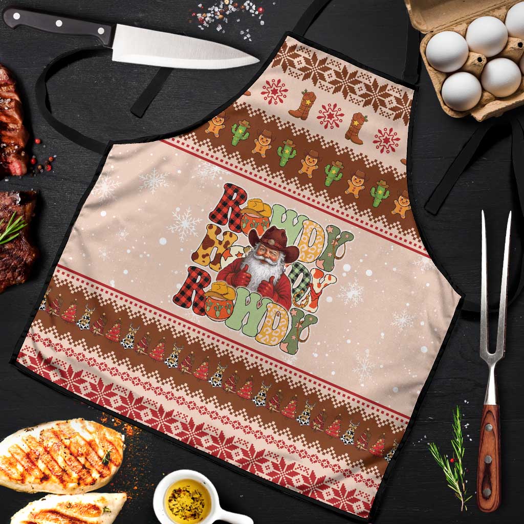 Howdy Christmas Apron Cowboy Santa Western Xmas - Wonder Print Shop
