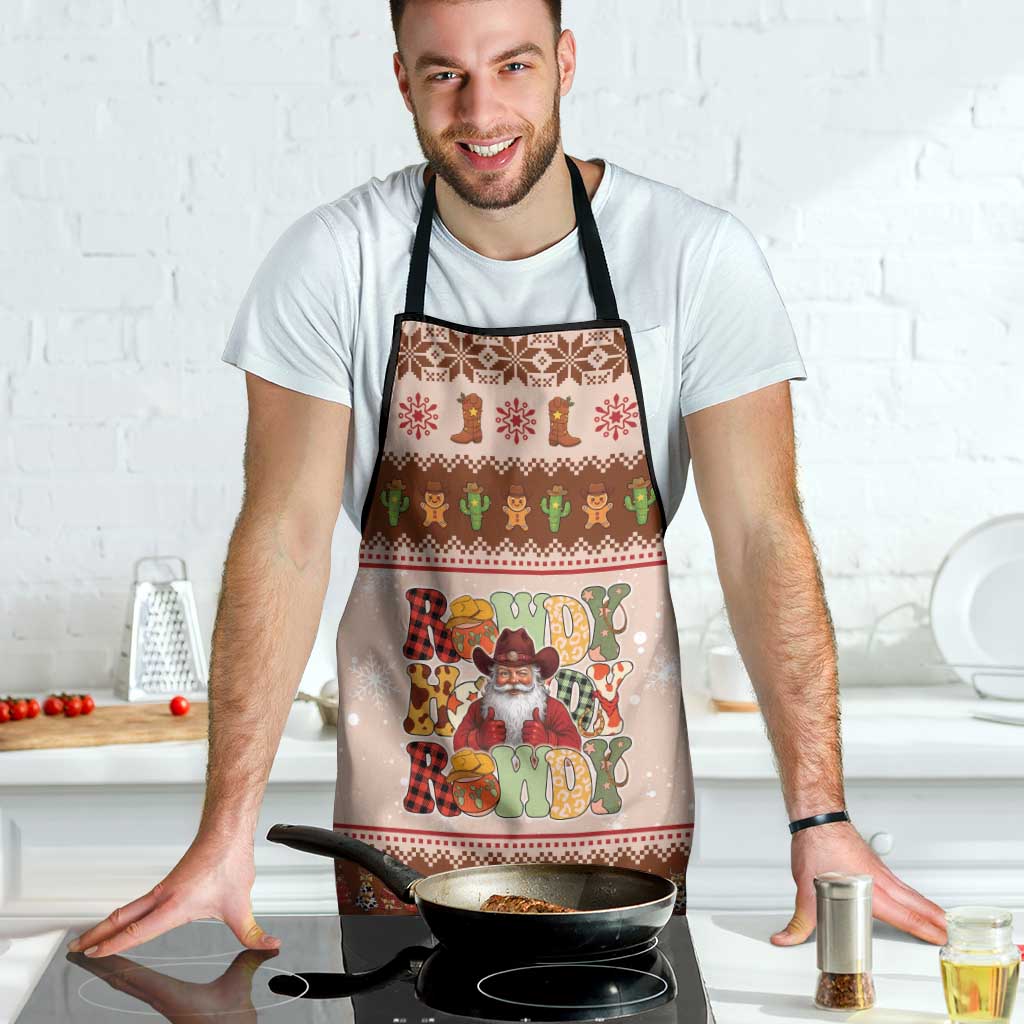 Howdy Christmas Apron Cowboy Santa Western Xmas - Wonder Print Shop