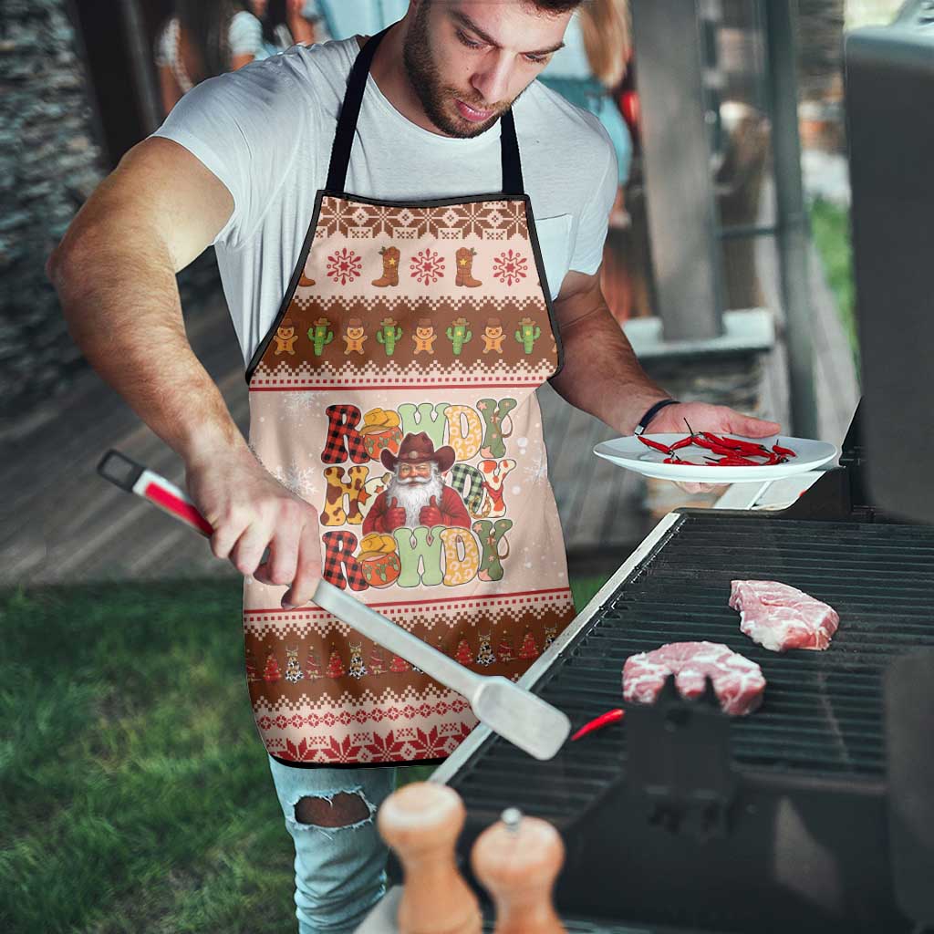 Howdy Christmas Apron Cowboy Santa Western Xmas - Wonder Print Shop
