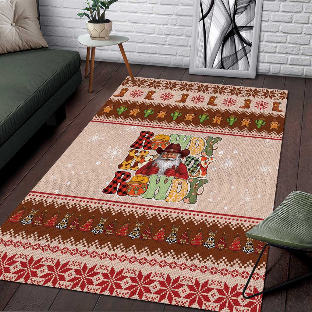 Howdy Christmas Area Rug Cowboy Santa Western Xmas - Wonder Print Shop