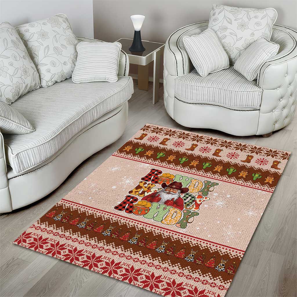 Howdy Christmas Area Rug Cowboy Santa Western Xmas - Wonder Print Shop