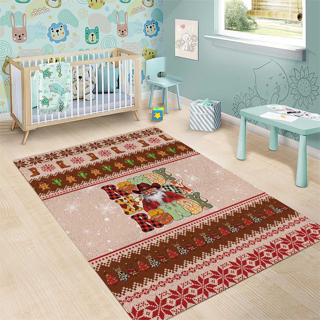Howdy Christmas Area Rug Cowboy Santa Western Xmas - Wonder Print Shop