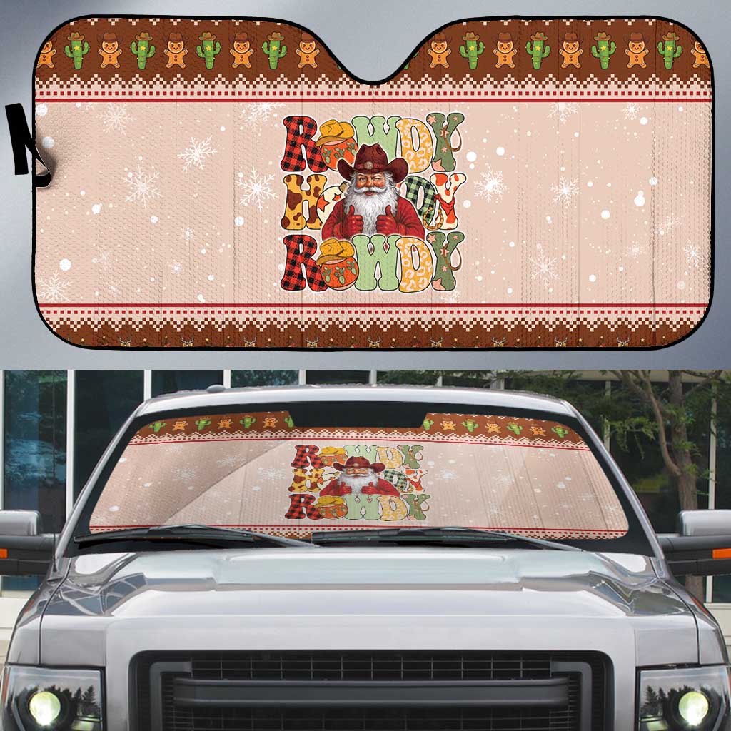 Howdy Christmas Auto Sun Shade Cowboy Santa Western Xmas - Wonder Print Shop