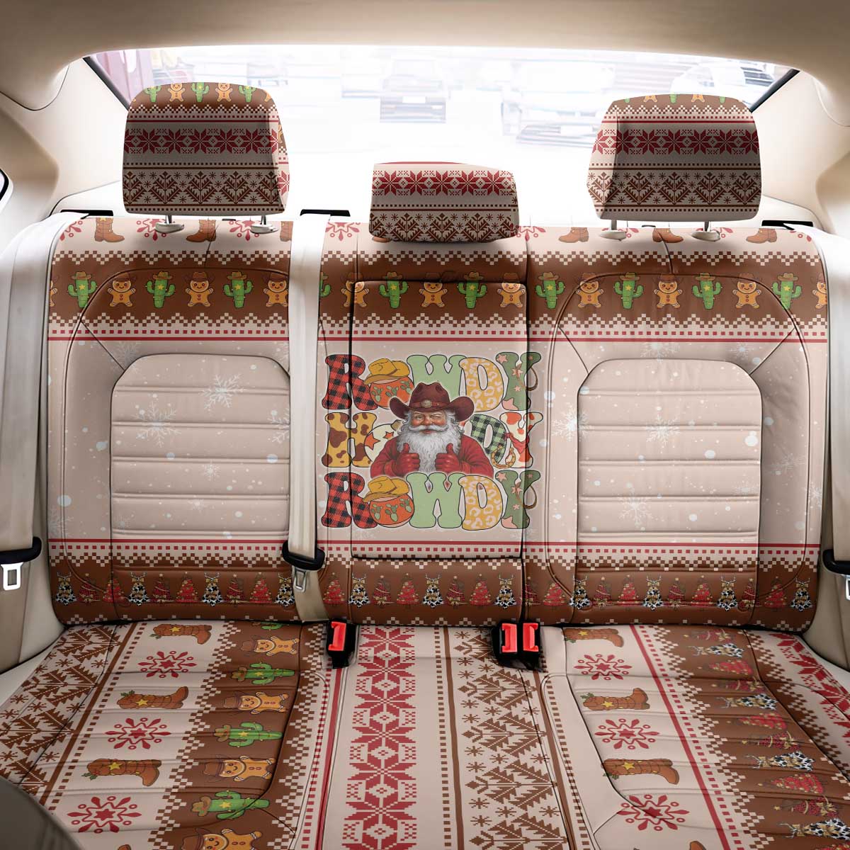 Howdy Christmas Back Car Seat Cover Cowboy Santa Western Xmas - Wonder Print Shop