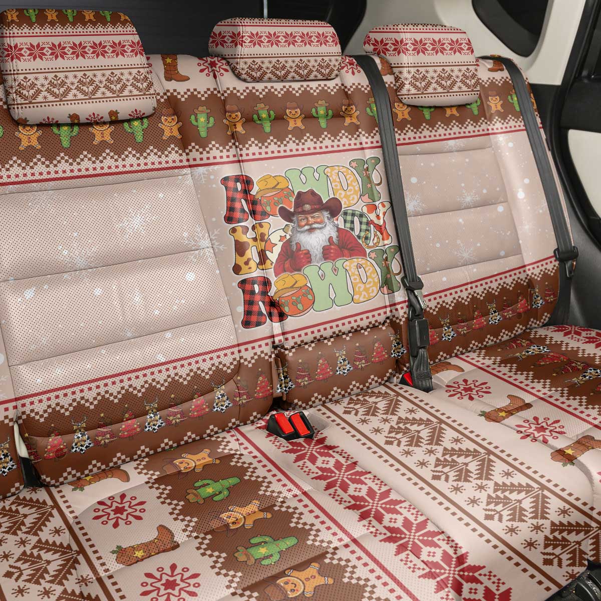 Howdy Christmas Back Car Seat Cover Cowboy Santa Western Xmas - Wonder Print Shop