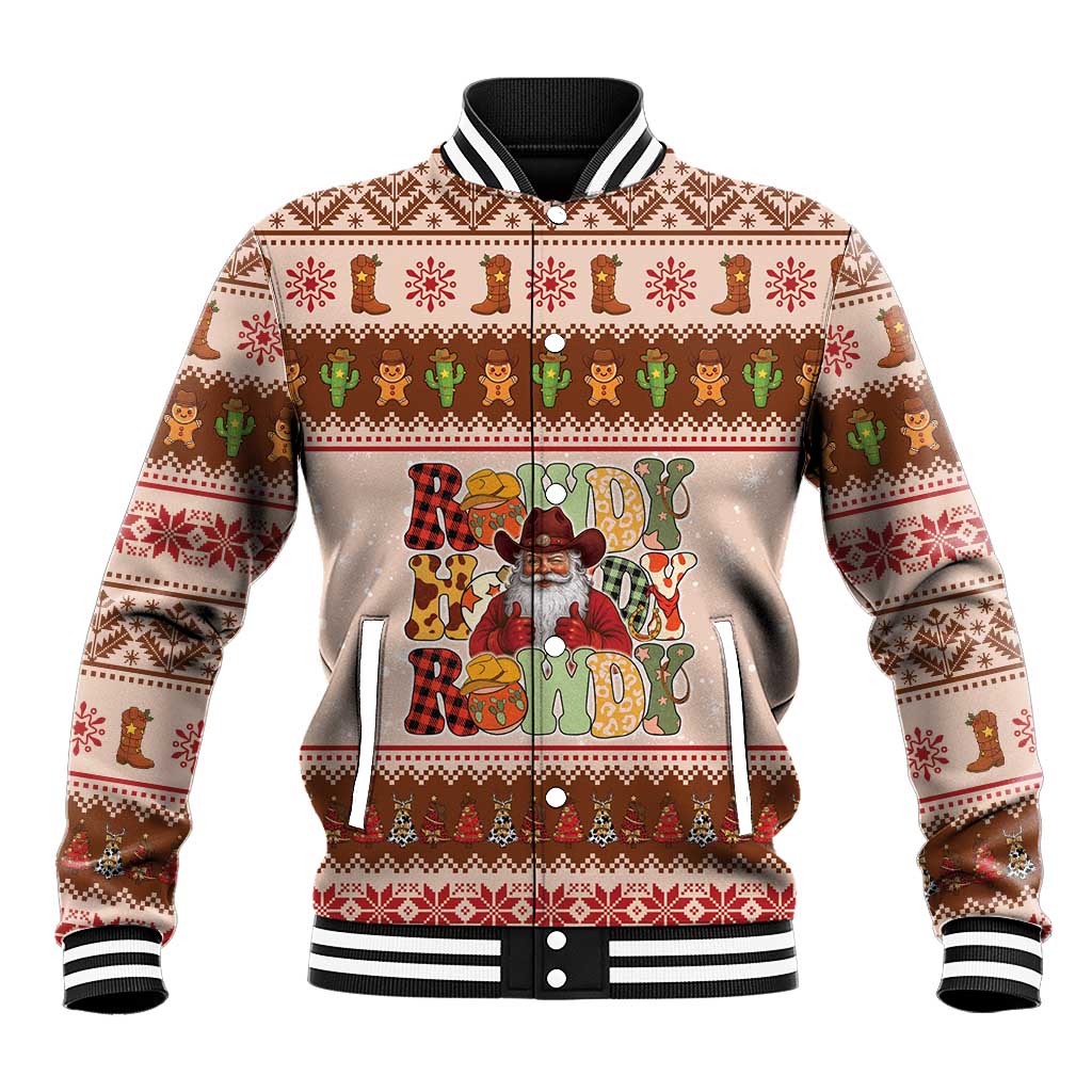 Howdy Christmas Baseball Jacket Cowboy Santa Western Xmas - Wonder Print Shop
