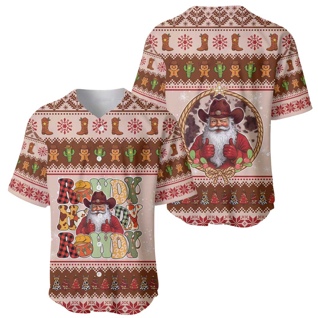 Howdy Christmas Baseball Jersey Cowboy Santa Western Xmas - Wonder Print Shop