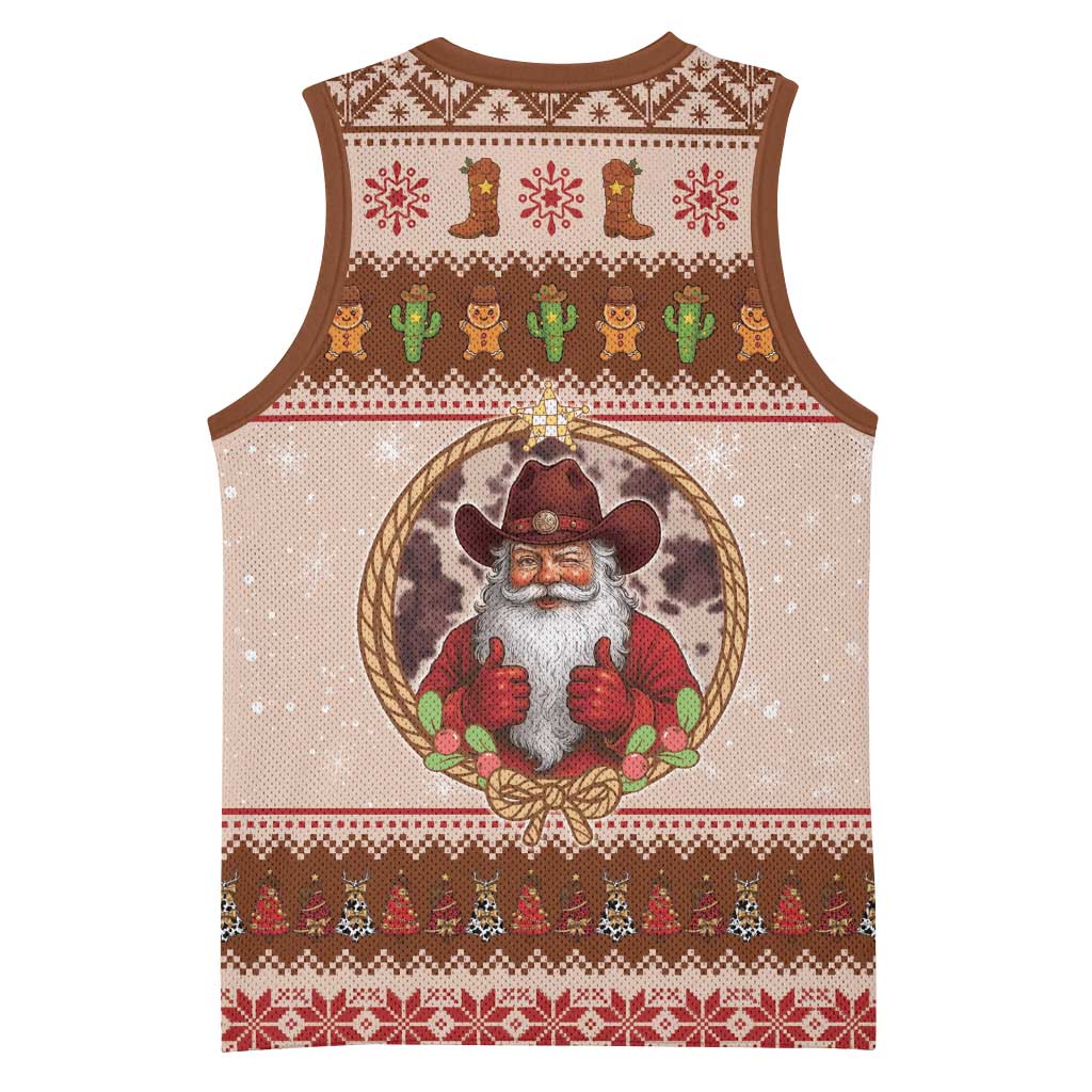 Howdy Christmas Basketball Jersey Cowboy Santa Western Xmas - Wonder Print Shop