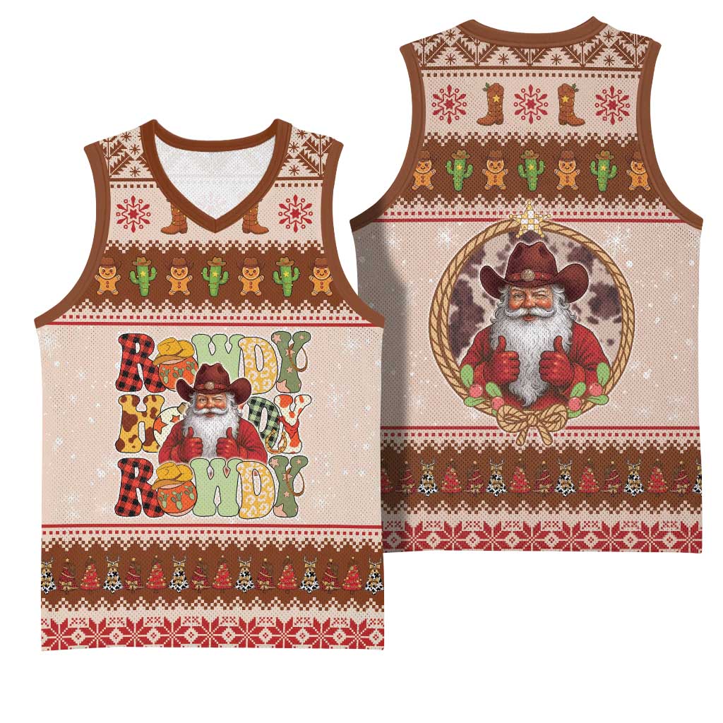Howdy Christmas Basketball Jersey Cowboy Santa Western Xmas - Wonder Print Shop