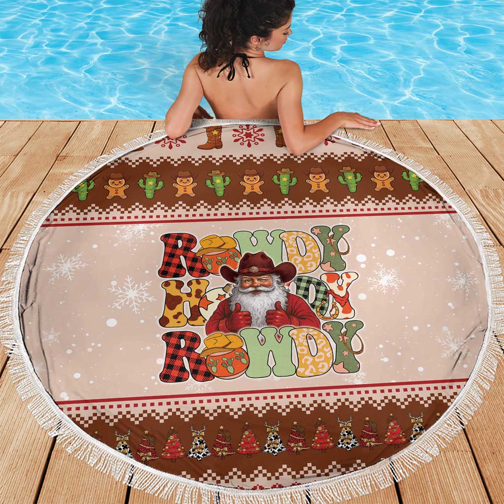 Howdy Christmas Beach Blanket Cowboy Santa Western Xmas - Wonder Print Shop