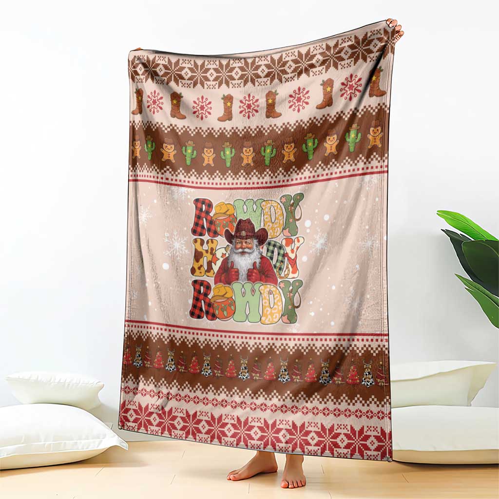 Howdy Christmas Blanket Cowboy Santa Western Xmas - Wonder Print Shop