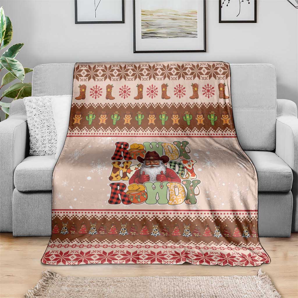 Howdy Christmas Blanket Cowboy Santa Western Xmas - Wonder Print Shop