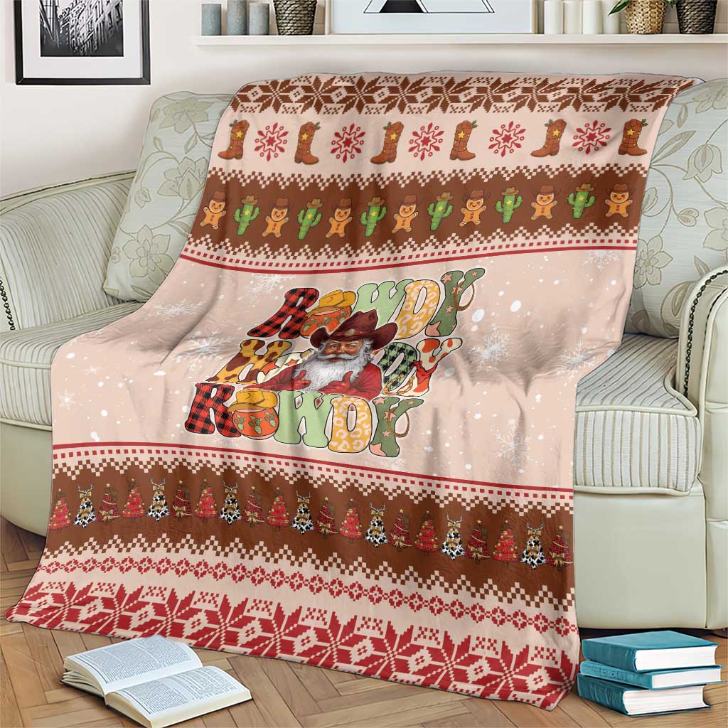 Howdy Christmas Blanket Cowboy Santa Western Xmas - Wonder Print Shop