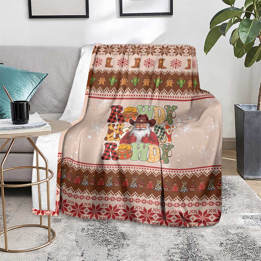 Howdy Christmas Blanket Cowboy Santa Western Xmas - Wonder Print Shop