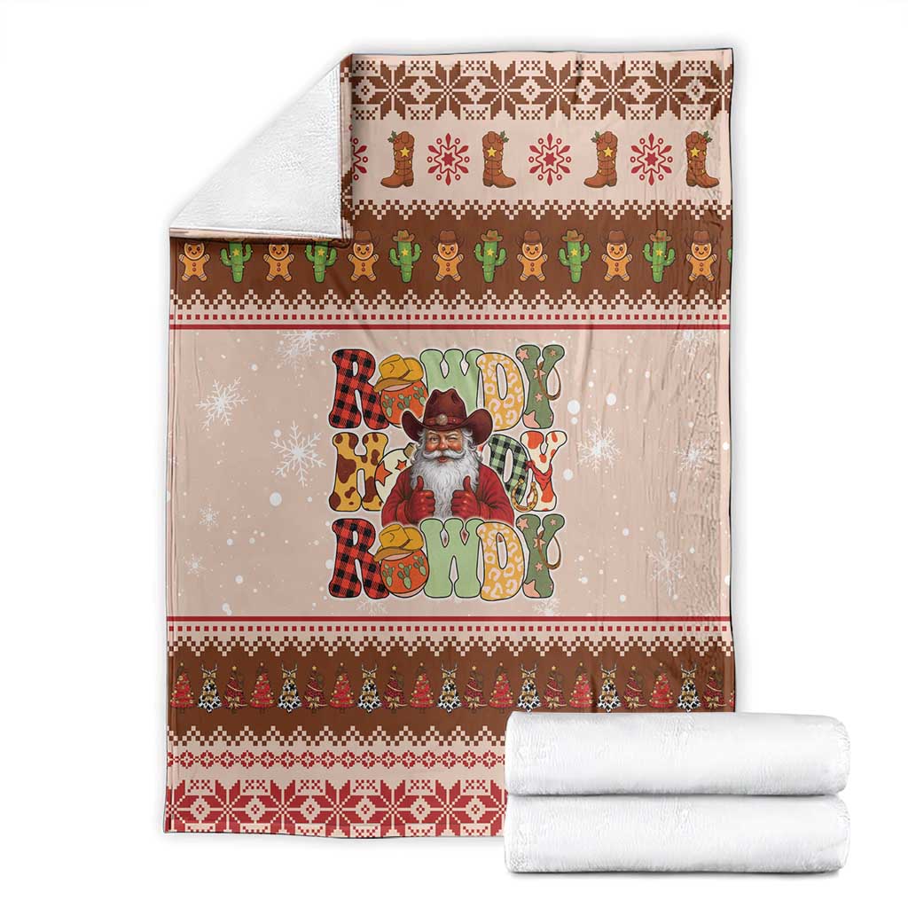 Howdy Christmas Blanket Cowboy Santa Western Xmas - Wonder Print Shop