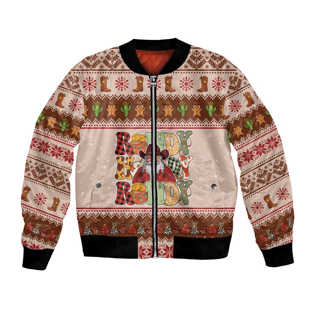 Howdy Christmas Bomber Jacket Cowboy Santa Western Xmas - Wonder Print Shop