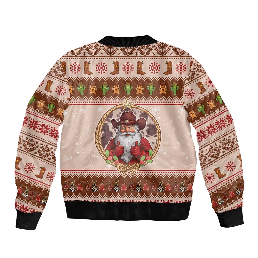 Howdy Christmas Bomber Jacket Cowboy Santa Western Xmas - Wonder Print Shop