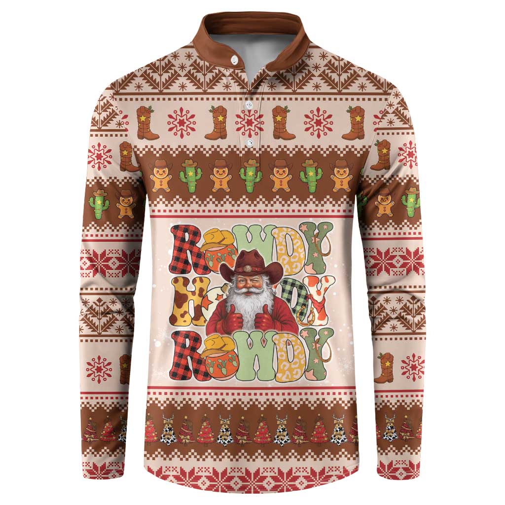 Howdy Christmas Button Sweatshirt Cowboy Santa Western Xmas - Wonder Print Shop