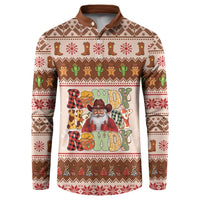 Howdy Christmas Button Sweatshirt Cowboy Santa Western Xmas - Wonder Print Shop