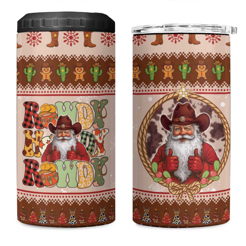 Howdy Christmas 4 in 1 Can Cooler Tumbler Cowboy Santa Western Xmas - Wonder Print Shop