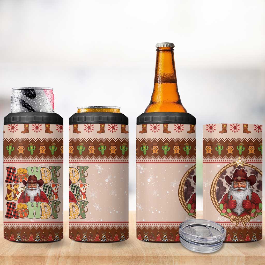 Howdy Christmas 4 in 1 Can Cooler Tumbler Cowboy Santa Western Xmas - Wonder Print Shop