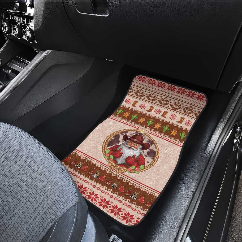 Howdy Christmas Car Mats Cowboy Santa Western Xmas - Wonder Print Shop