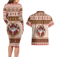 Howdy Christmas Couples Matching Long Sleeve Bodycon Dress and Hawaiian Shirt Cowboy Santa Western Xmas - Wonder Print Shop