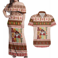 Howdy Christmas Couples Matching Off Shoulder Maxi Dress and Hawaiian Shirt Cowboy Santa Western Xmas - Wonder Print Shop