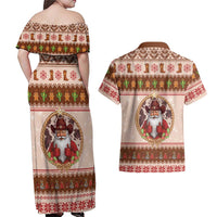 Howdy Christmas Couples Matching Off Shoulder Maxi Dress and Hawaiian Shirt Cowboy Santa Western Xmas - Wonder Print Shop