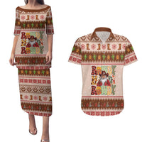 Howdy Christmas Couples Matching Puletasi and Hawaiian Shirt Cowboy Santa Western Xmas - Wonder Print Shop