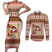 Howdy Christmas Couples Matching Short Sleeve Bodycon Dress and Long Sleeve Button Shirt Cowboy Santa Western Xmas - Wonder Print Shop