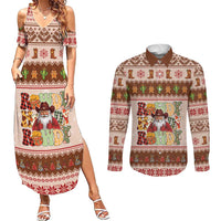 Howdy Christmas Couples Matching Summer Maxi Dress and Long Sleeve Button Shirt Cowboy Santa Western Xmas - Wonder Print Shop