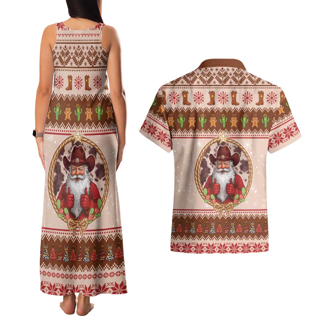 Howdy Christmas Couples Matching Tank Maxi Dress and Hawaiian Shirt Cowboy Santa Western Xmas - Wonder Print Shop