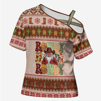 Howdy Christmas Cross Shoulder Shirt Cowboy Santa Western Xmas - Wonder Print Shop