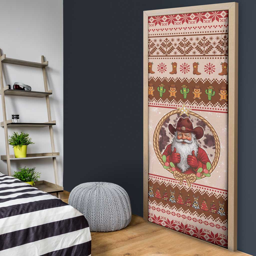 Howdy Christmas Door Cover Cowboy Santa Western Xmas - Wonder Print Shop