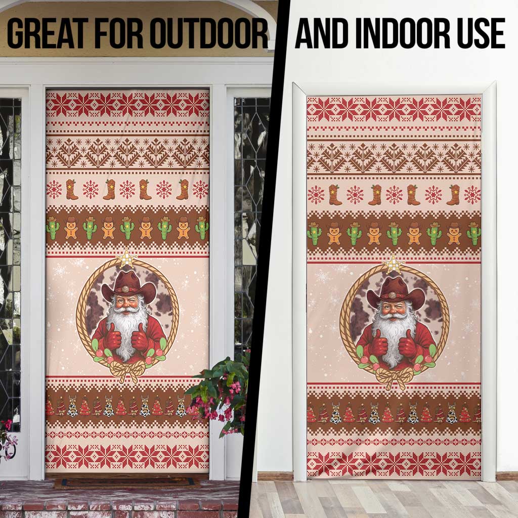 Howdy Christmas Door Cover Cowboy Santa Western Xmas - Wonder Print Shop