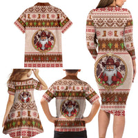 Howdy Christmas Family Matching Long Sleeve Bodycon Dress and Hawaiian Shirt Cowboy Santa Western Xmas - Wonder Print Shop