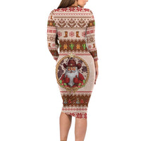 Howdy Christmas Family Matching Long Sleeve Bodycon Dress and Hawaiian Shirt Cowboy Santa Western Xmas - Wonder Print Shop