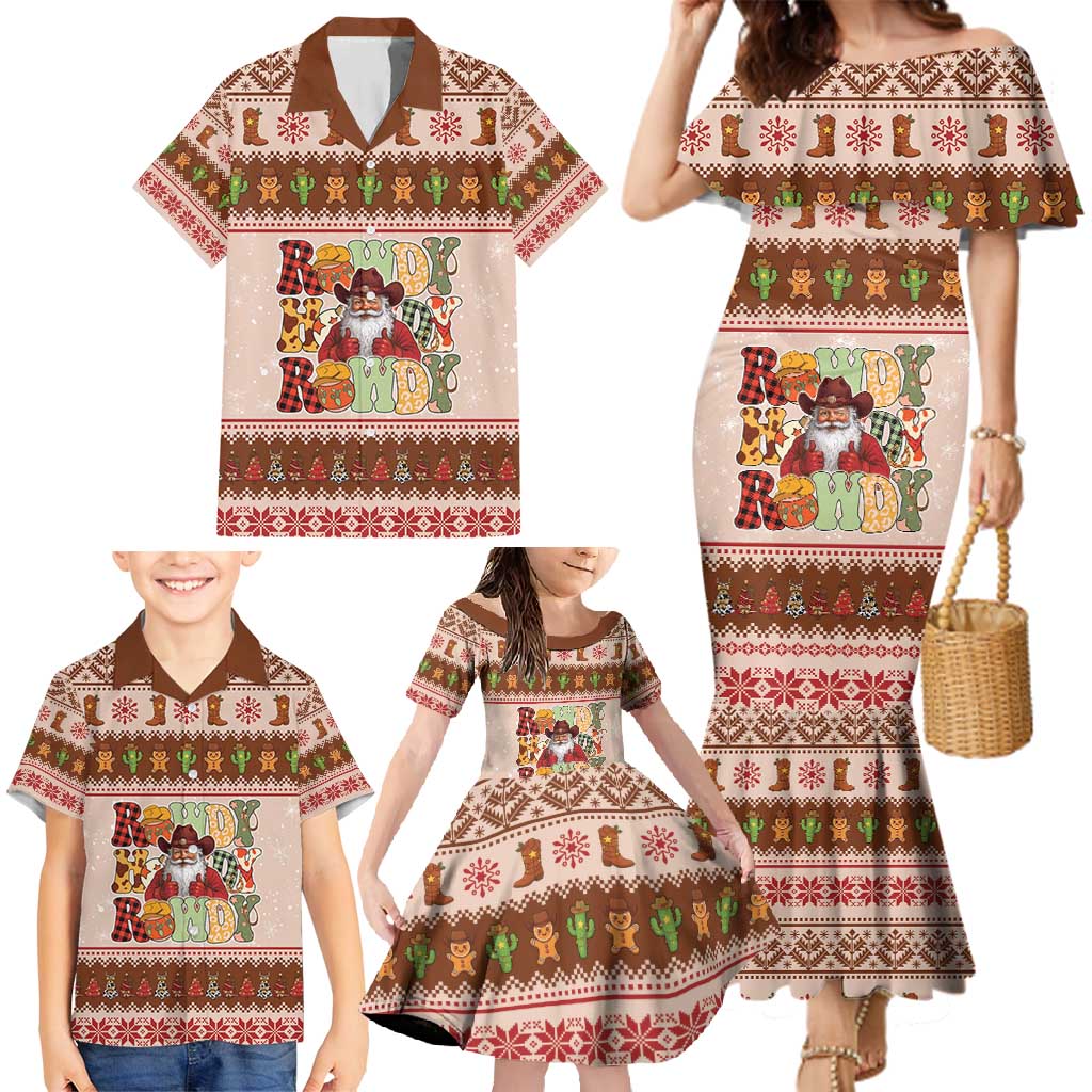 Howdy Christmas Family Matching Mermaid Dress and Hawaiian Shirt Cowboy Santa Western Xmas - Wonder Print Shop