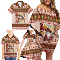 Howdy Christmas Family Matching Off Shoulder Short Dress and Hawaiian Shirt Cowboy Santa Western Xmas - Wonder Print Shop