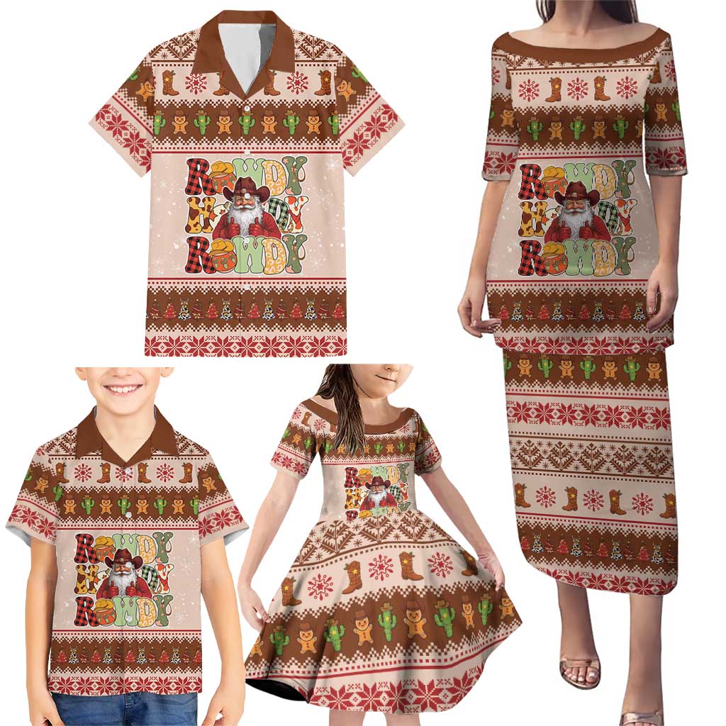 Howdy Christmas Family Matching Puletasi and Hawaiian Shirt Cowboy Santa Western Xmas - Wonder Print Shop